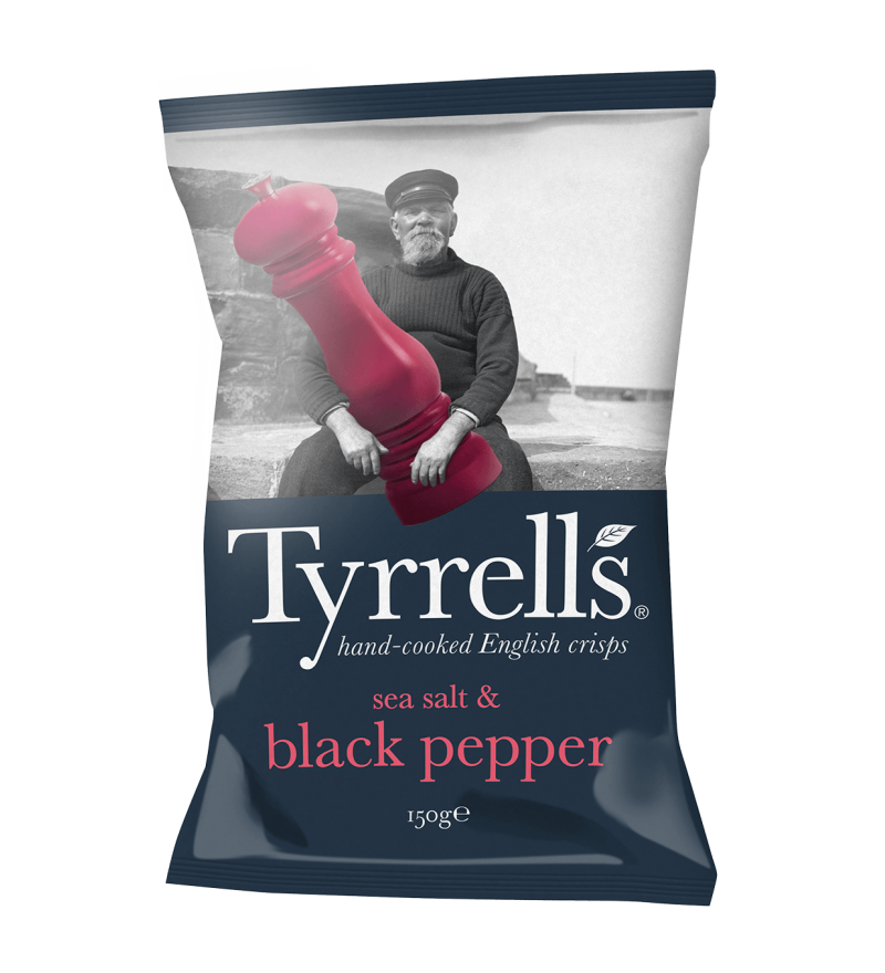 Чипсы картофельные "Tyrrells" с морской солью и черным перцем