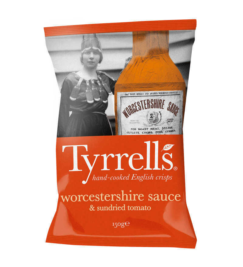 Чипсы картофельные "Tyrrells" с вустерским соусом и томатами